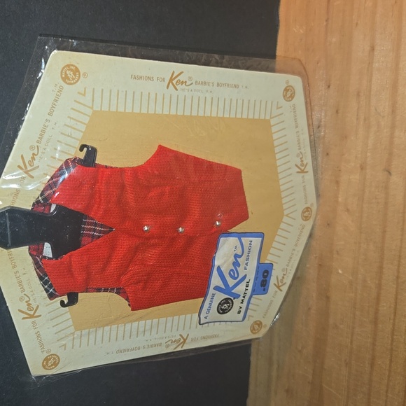 RARE 1961 VICTORY DANCE RED CORDUROY PLAID VEST BARBIE NOS